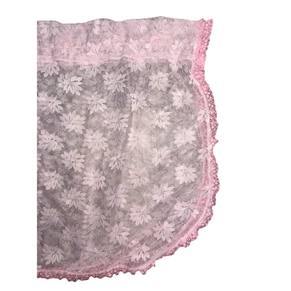 Vintage‎ Curtain Valance Pink Lace Floral Long 138x24
